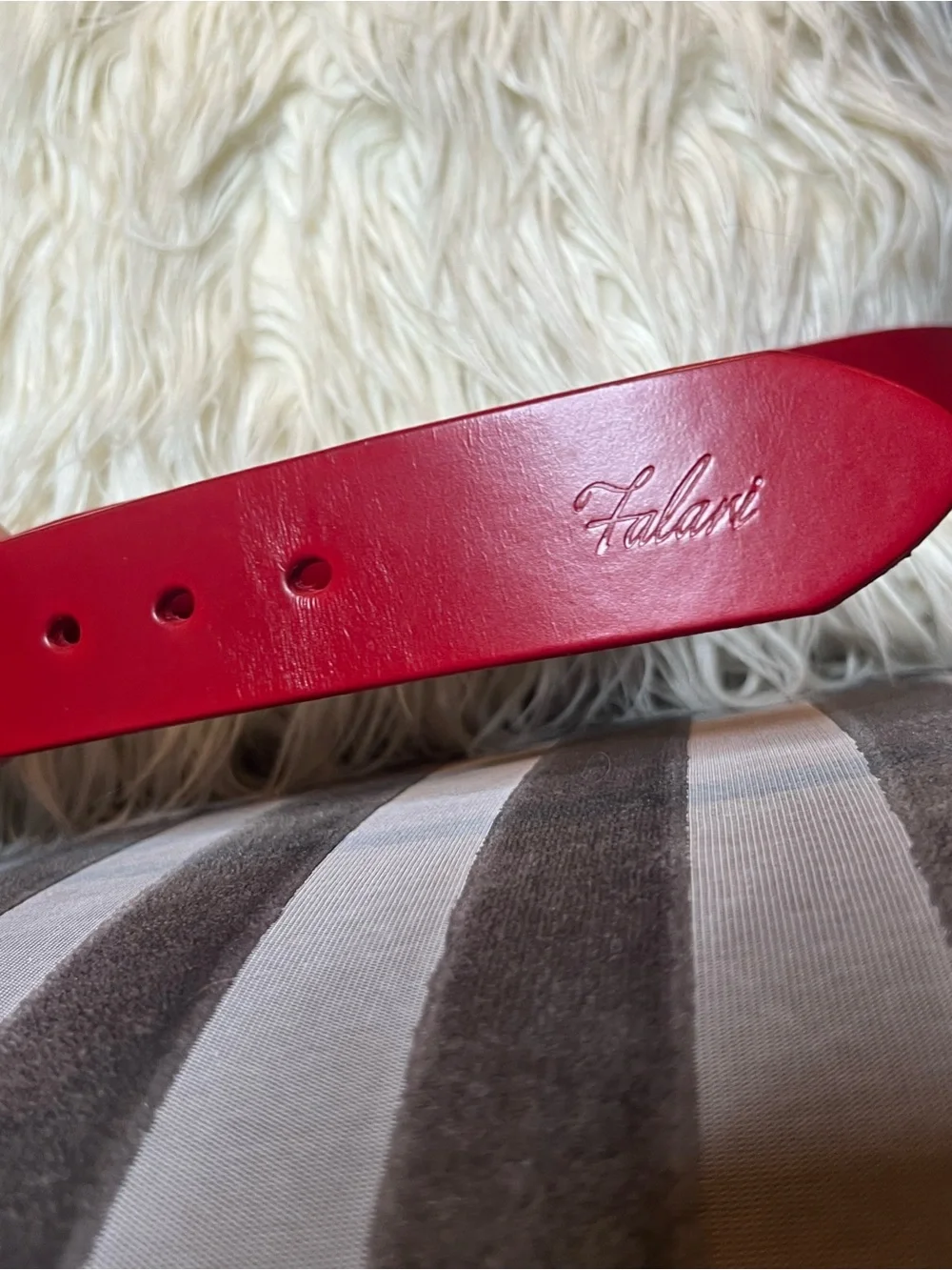 🍒 Falari Bold Red Leather-Style Statement Belt with Silver-Tone Buckle 💋
